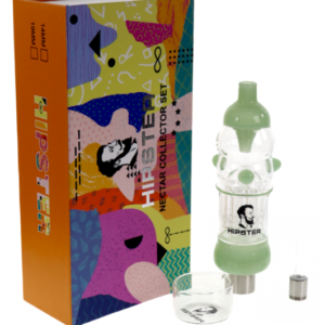 6" Hipster Single Perc w/3 Dots Nectar Collector Set in a Box Green