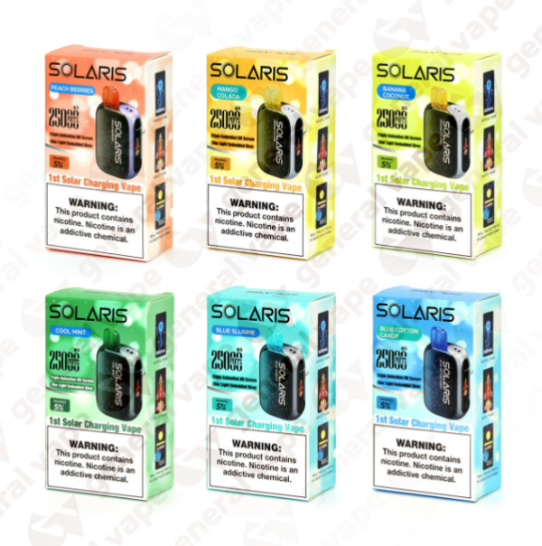 SOLARIS 25KPUFFS 5%NICOTINE 5PCS/BOX 1ST SOLAR CHARGING VAPE