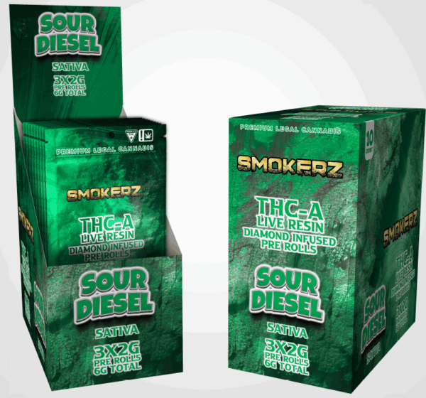 SMOKERZ THC-A DIAMOND INFUSED PRE ROLLS 3PK 10/BOX